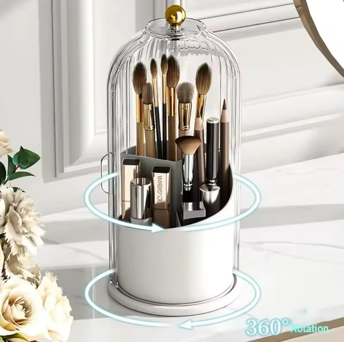 Acrylic Makeup Brush Holder, Rotatable Makeup Brush Organizer, Tabletop Cosmetic Storage Box Acrylic Makeup Brush Holder, Rotatable Makeup Brush Organizer, Tabletop Cosmetic Storage Box